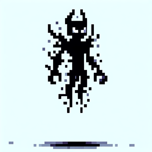 cartoon 8-bit  evil shadow sprite. flying. no legs..
Single Game Texture. In-Game asset. 2d. Blank background. High contrast. No shadows.