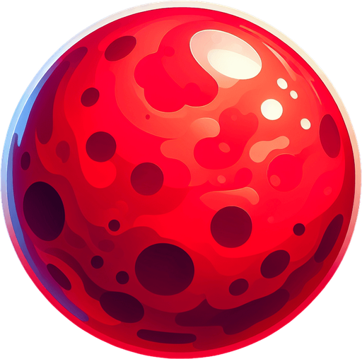 Red round ball.
Single Game Texture. In-Game asset. 2d. Blank background. High contrast. No shadows.