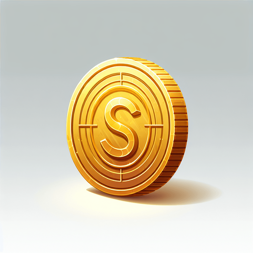 gold coin.
Single Game Texture. In-Game asset. 2d. Blank background. High contrast. No shadows.