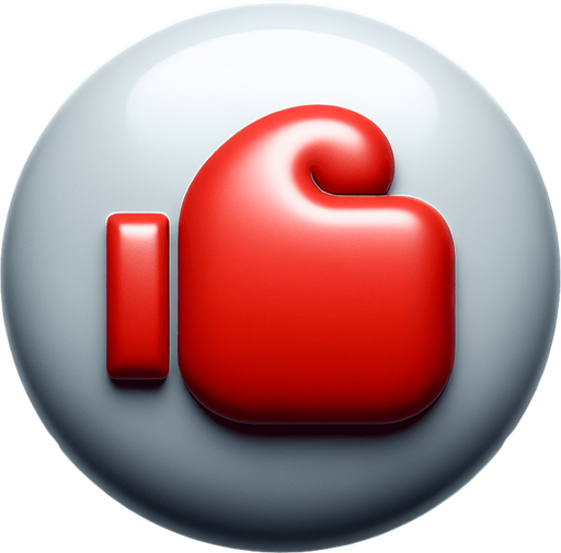 basic light gray convex round button with a red boxing glove icon.
UI