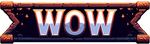 a banner displaying the text WOW
Single Game Texture. In-Game asset. 2d. Blank background. High contrast. No shadows.