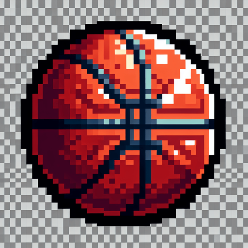 8-Bit basketball. No lighting is present on the ball. The lighting does not affect the look of the ball..
Single Game Texture. In-Game asset. 2d. Transparent background. High contrast. No shadows.