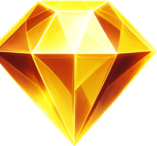 Magic Yellow Diamond Gem.
Single Game Texture. In-Game asset. 2d. Blank background. High contrast. No shadows.