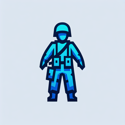 A blue soldier toy Single Game Texture. In-Game asset. 2d. Blank background. High contrast. No shadows.