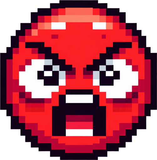 pixel art of a red angry reaction emoji.