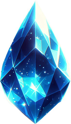 Magic Blue Drop Shaped Gem.
Single Game Texture. In-Game asset. 2d. Blank background. High contrast. No shadows.