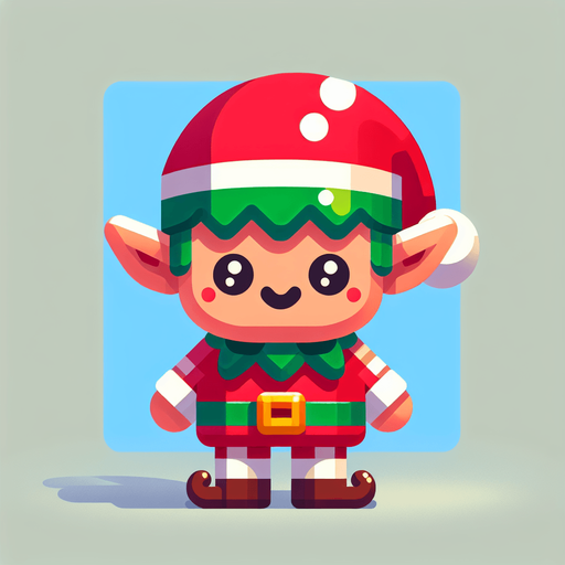 one cute christmas elf. plastic style. Single Game Texture. In-Game asset. 2d. Blank background. High contrast. No shadows.