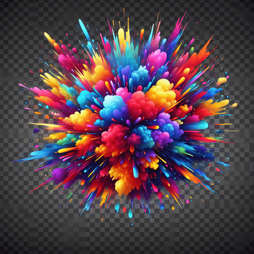 explosion in colour.
Single Game Texture. In-Game asset. 2d. Blank background. High contrast. No shadows.