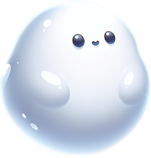 minimal white translucid blob character (like in blobby volley)...