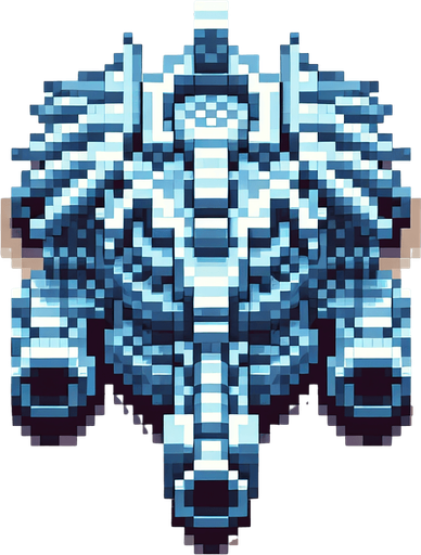 dragon shaped firing turret. top-down bird-eye perspective seen directly from above. 8-bit pixelated. blue soft-palette colored.
Single Game Texture. In-Game asset. 2d. Blank background. High contrast. No shadows.