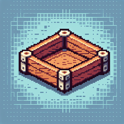 rectangular wooden square holder with round edges. 8-bit pixelated background.
Single Game Texture. In-Game asset. 2d. Blank background. High contrast. No shadows.