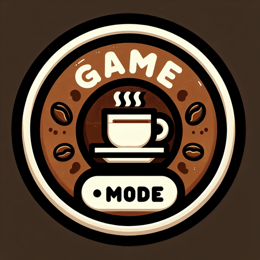 Coffee themed button which has the text "gamemode". Make the aspect ratio of this button 5:1.
Single Game Texture. In-Game asset. 2d. Blank background. High contrast. No shadows.