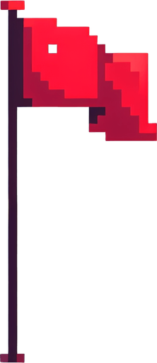 pixel art of a tall, red flag.
2d. white background. High contrast. shadowless.