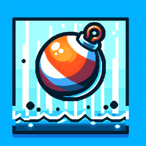 8 bit. cartoon. big buoy. floating in the water.  in game asset. no background. Single Game Texture. In-Game asset. 2d. Blank background. High contrast. No shadows.