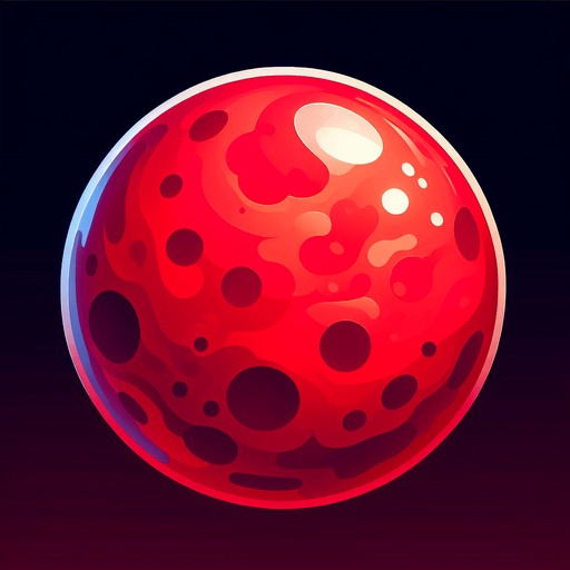 Red round ball.
Single Game Texture. In-Game asset. 2d. Blank background. High contrast. No shadows.