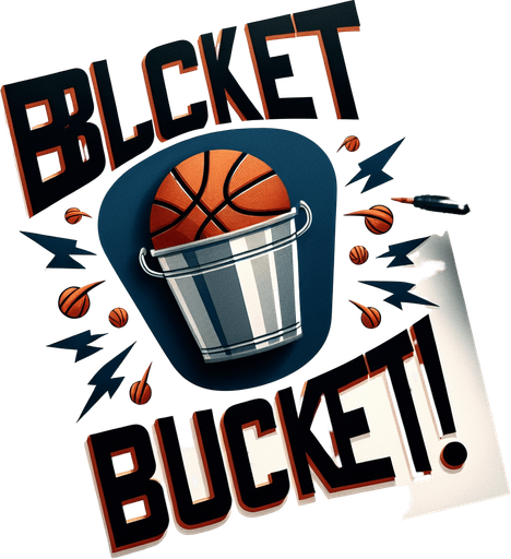 Text anouning "Bucket!".
Basketball. Text only. Tv style ad.