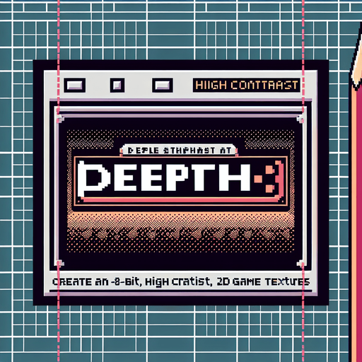 text. 8-bit. reads: DEPTH.
Single Game Texture. In-Game asset. 2d. Blank background. High contrast. No shadows.