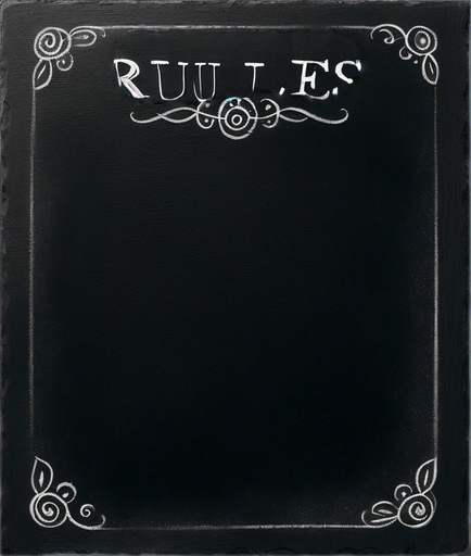 "RULES" handwritten in chalk