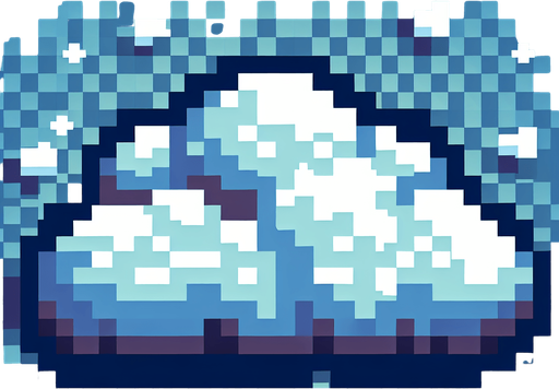 a pixel cloud.
Single Game Texture. In-Game asset. 2d. Blank background. High contrast. No shadows.