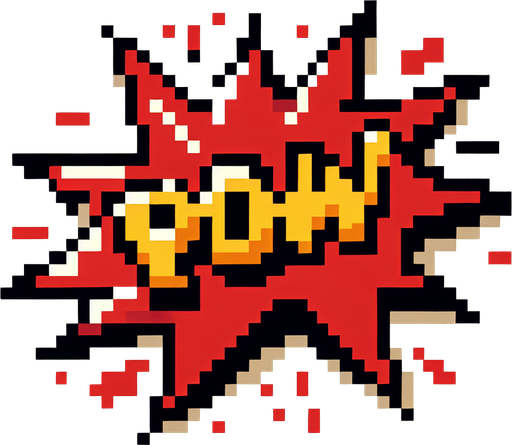 pixel art of pow comic symbol.