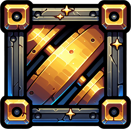 metal bumber with golden shine.
Single Game Texture. In-Game asset. 2d. Blank background. High contrast. No shadows.