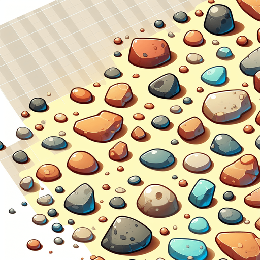 Create a cartoon-style illustration of beach rocks. The goal is to capture a lively and playful location.
Single Game Texture. In-Game asset. 2d. Blank background. High contrast. No shadows.