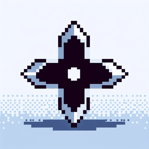 8-bit pixel shuriken.
Single Game Texture. In-Game asset. 2d. Blank background. High contrast. No shadows.