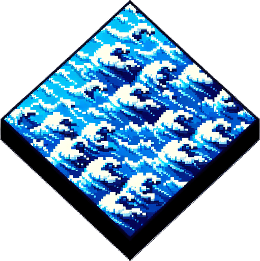 blue ocean seen directly from above. pixelated 8-bit.
Single Game Texture. In-Game asset. 2d. Blank background. High contrast. No shadows.