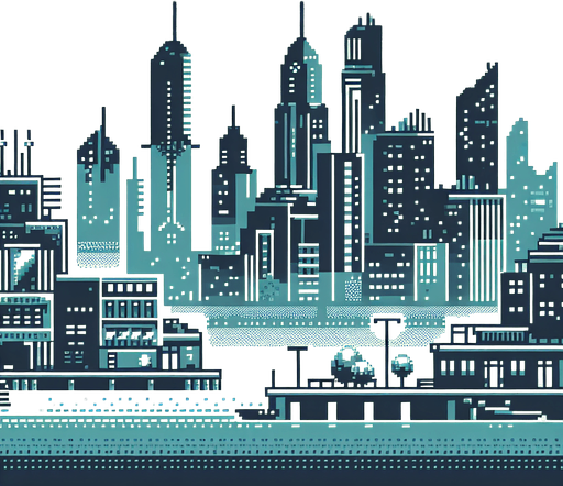 Design a minimalistic, pixelated background for a cyberpunk AI city, focusing on a futuristic yet understated aesthetic to ensure it doesn't overshadow game elements.. pixelated. 8 bit..
Single Game Texture. In-Game asset. 2d. Blank background. High contrast. No shadows.