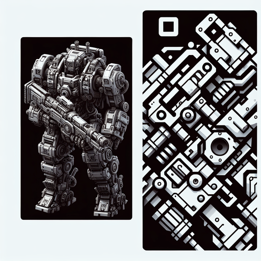 top down robot with gun.
Single Game Texture. In-Game asset. 2d. Blank background. High contrast. No shadows. topdown shooter