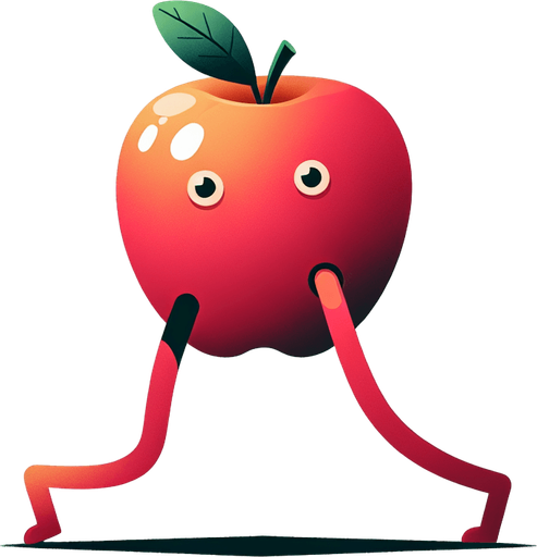 apple with legs.
Single Game Texture. In-Game asset. 2d. Blank background. High contrast. No shadows.