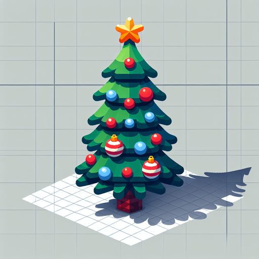 a christmas tree. plastic style. Single Game Texture. In-Game asset. 2d. Blank background. High contrast. No shadows.