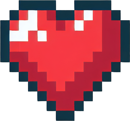 Pixel art heart icon . Single Game Texture. In-Game asset. 2d. Blank background. High contrast. No shadows.