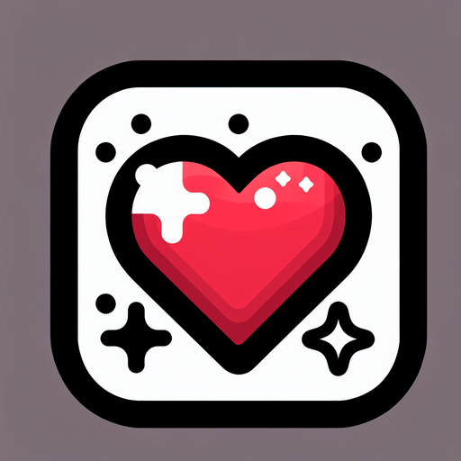 heart icon.
Single Game Texture. In-Game asset. 2d. Blank background. High contrast. No shadows.