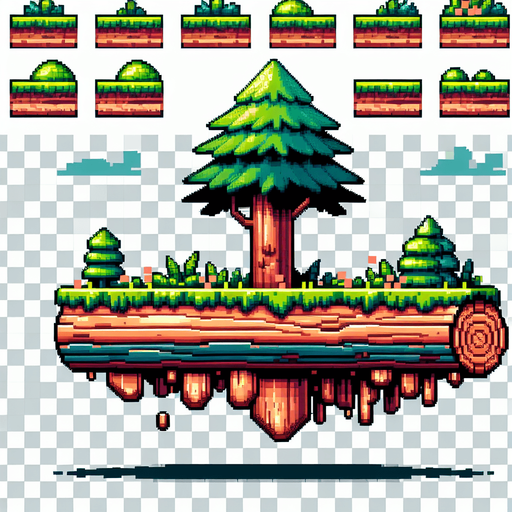 8 bit. cartoon. tree log. floating in the water.  in game asset. no background. Single Game Texture. In-Game asset. 2d. Blank background. High contrast. No shadows.