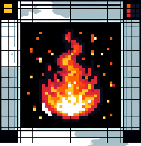 pixel art flame particle.
Single Game Texture. In-Game asset. 2d. Blank background. High contrast. No shadows.