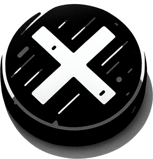 a button with text that says "X".
Single Game Texture. In-Game asset. 2d. Blank background. High contrast. No shadows.