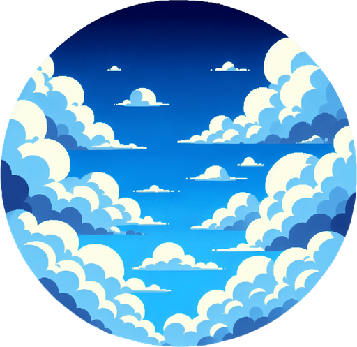 A clear blue sky with fluffy white clouds drifting lazily across..
Single Game Texture. In-Game asset. 2d. Blank background. High contrast. No shadows.