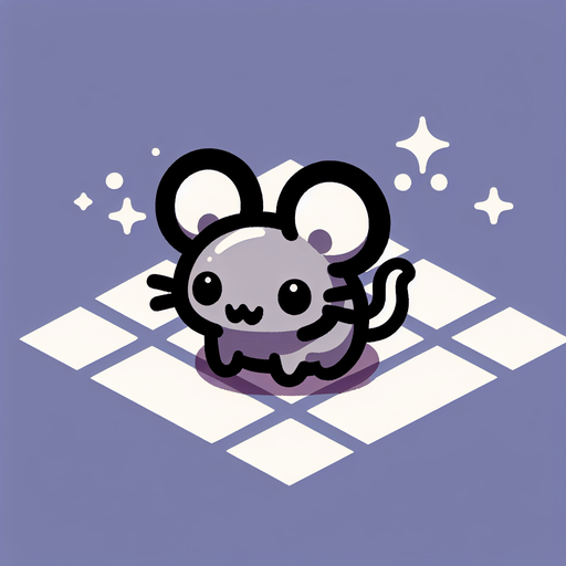 A little gray mouse.
Single Game Texture. In-Game asset. 2d. Blank background. High contrast. No shadows.