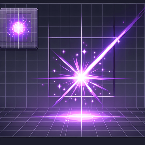 purple laser.
Single Game Texture. In-Game asset. 2d. Blank background. High contrast. No shadows.