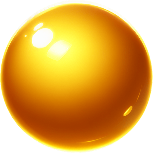 A golden glowing ball.
Single Game Texture. In-Game asset. 2d. Blank background. High contrast. No shadows.