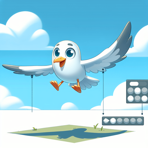 Create a cartoon-style illustration of a flying seagull. The goal is to capture a lively and playful character. Front perspective.
Single Game Texture. In-Game asset. 2d. Blank background. High contrast. No shadows.