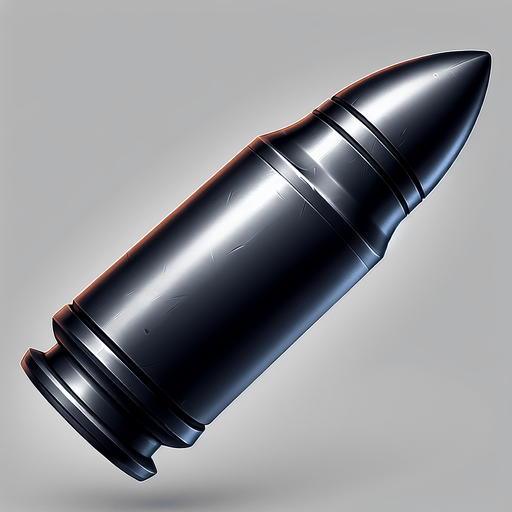 Bullet.
Single Game Texture. In-Game asset. 2d. Blank background. High contrast. No shadows.