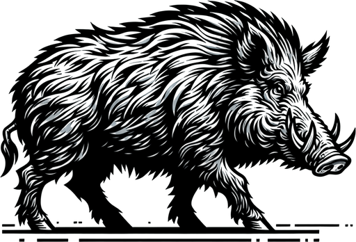 wild boar, facing left, no background.
Single Game Texture. In-Game asset. 2d. Blank background. High contrast. No shadows.