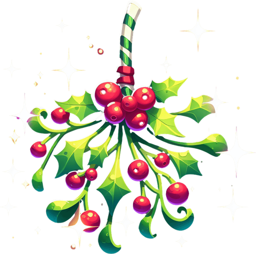 2d christmas magical mistletoe Single Game Texture. In-Game asset. 2d. Blank background. High contrast. No shadows.