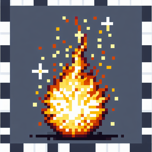 pixel art flame particle.
Single Game Texture. In-Game asset. 2d. Blank background. High contrast. No shadows.