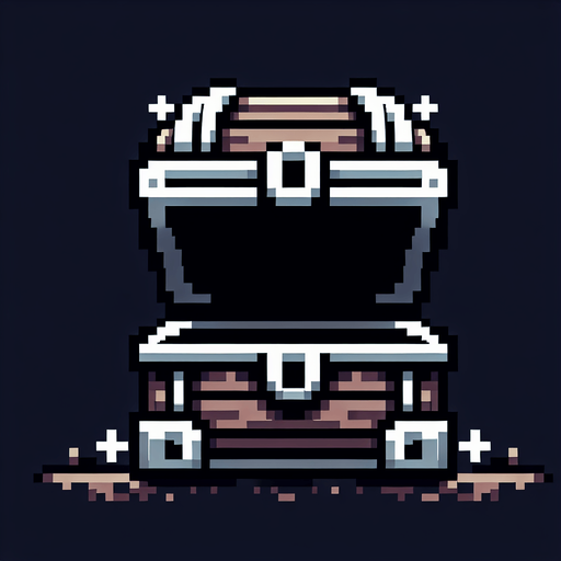 8bit, cartoon, treasure chest frame. very big empty center. only a fine border of chest.
Single Game Texture. In-Game asset. 2d. Blank background. High contrast. No shadows.