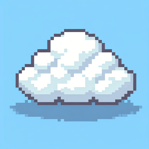 pixel art cloud.
Single Game Texture. In-Game asset. 2d. Blank background. High contrast. No shadows.