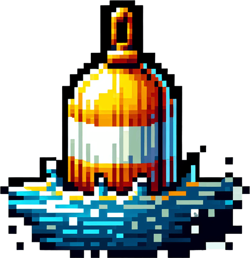 8 bit. cartoon. big buoy. floating in the water.  in game asset. no background. Single Game Texture. In-Game asset. 2d. Blank background. High contrast. No shadows.