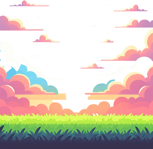 a sky and grass.
Single Game Texture. In-Game asset. 2d. Blank background. High contrast. No shadows.